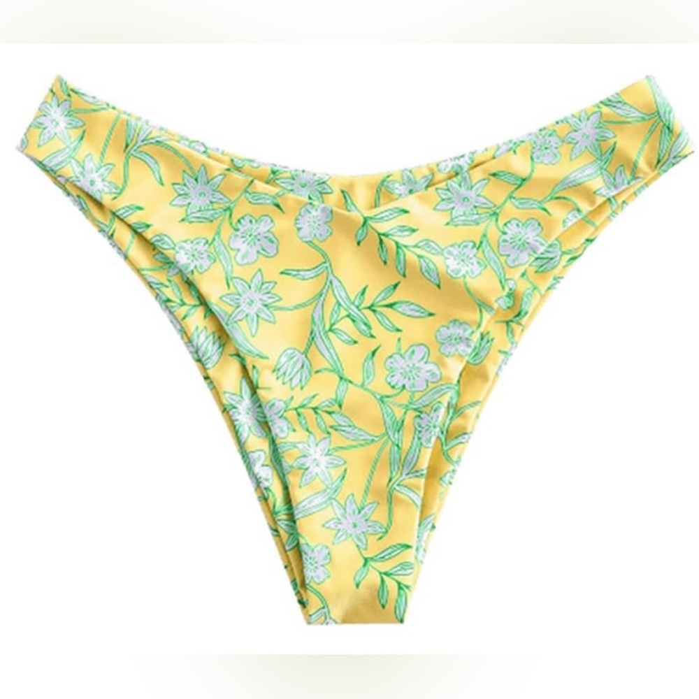 NWT Zaful Yellow Floral Bikini Bottom